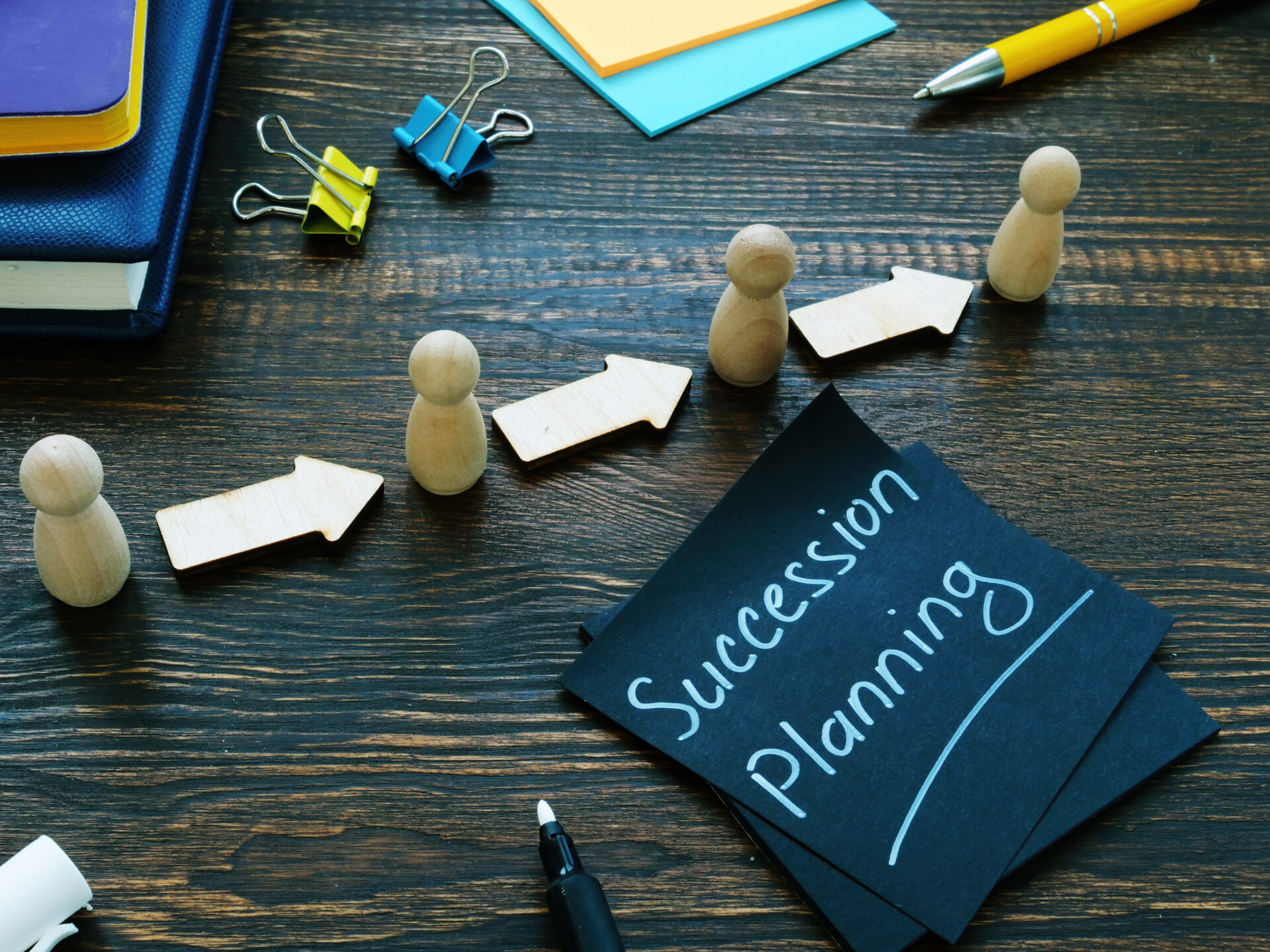 Succession,Planning,Sign,And,Figurines,With,Arrows.